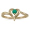 Certified 10k Yellow Gold Round Emerald Heart Ring 0.09 CTW