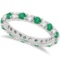 Eternity Diamond and Emerald Ring Band 14k White Gold (2.35ct)