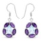 9.10 Carat Genuine Blue Topaz and Amethyst .925 Sterling Silver Earrings