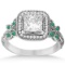 Emerald Square-Halo Butterfly Engagement Ring Platinum (1.10ct)