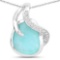 2.58 Carat Genuine Amazonite and White Topaz .925 Sterling Silver Pendant