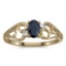 Certified 10k Yellow Gold Oval Sapphire And Diamond Ring 0.41 CTW
