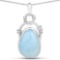 5.94 Carat Genuine Aquamarine and White Topaz .925 Sterling Silver Pendant