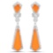 4.47 Carat Genuine Carnelian and White Topaz .925 Sterling Silver Earrings