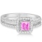 Enhanced Pink Diamond Engagement Ring Split Shank 18K W. Gold 0.94ct