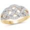 14K Yellow Gold Plated 0.26 Carat Genuine White Diamond .925 Sterling Silver Ring