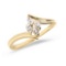 Certified 10K Yellow Gold Diamond Leaf Ring 0.02 CTW