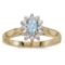 Certified 14k Yellow Gold Oval Aquamarine And Diamond Ring 0.22 CTW