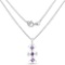 0.32 Carat Genuine Amethyst and White Diamond .925 Sterling Silver Pendant