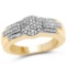 14K Yellow Gold Plated 0.30 Carat Genuine White Diamond .925 Sterling Silver Ring