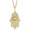 Diamond Hamsa Pendant Necklace 14k Yellow Gold (0.16ct)