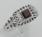 Classic Square Cut Genuine Red Garnet Filigree Ring - Sterling Silver