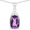 5.93 Carat Genuine Amethyst and White Topaz .925 Sterling Silver Pendant