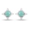 0.58 Carat Genuine Emerald and White Diamond .925 Sterling Silver Earrings