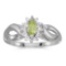 Certified 10k White Gold Marquise Peridot And Diamond Ring 0.23 CTW
