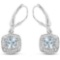 2.14 Carat Genuine Aquamarine & White Topaz .925 Sterling Silver Earrings