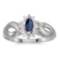 Certified 10k White Gold Marquise Sapphire And Diamond Ring 0.23 CTW