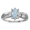 Certified 14k White Gold Oval Aquamarine And Diamond Ring 0.3 CTW