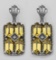 Art Deco Style Citrine w/ Diamond Art Deco Earrings - Sterling Silver