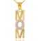 14K Gold MOM Diamond Studded Vertical Pendant APPROX 0.06 CTW (SI1-2, G-H)
