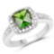1.67 Carat Genuine Chrome Diopside and White Topaz .925 Sterling Silver Ring
