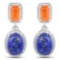 5.22 Carat Genuine Carnelian and Lapis .925 Sterling Silver Earrings