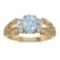 Certified 10k Yellow Gold Oval Aquamarine And Diamond Ring 0.57 CTW