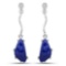3.75 Carat Genuine Blue Aventurine and White Topaz .925 Sterling Silver Earrings