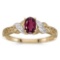 Certified 14k Yellow Gold Oval Rhodolite Garnet And Diamond Ring 0.5 CTW