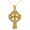 10K Gold Celtic Trinity Diamond Cross Pendant with Emerald APPROX .3 CTW