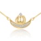 14k Gold Diamond Crescent Moon Allah Necklace APPROX .04 CTW