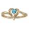 Certified 10k Yellow Gold Round Blue Topaz Heart Ring 0.11 CTW