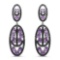 12.45 Carat Genuine Amethyst and Black Spinel .925 Sterling Silver Earrings