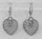 Antique Style Heart Shaped Filigree Earrings w/ Diamond - Sterling Silver