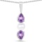 1.44 Carat Genuine Amethyst and Pearl .925 Sterling Silver Pendant