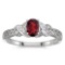 Certified 14k White Gold Oval Garnet And Diamond Ring 0.48 CTW