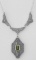 Beautiful Victorian Style Peridot Filigree Necklace 19 in. Chain - Sterling Silver