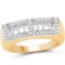 14K Yellow Gold Plated 0.19 Carat Genuine White Diamond .925 Sterling Silver Ring