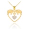 10K Gold Elephant and Heart Pendant with Diamonds