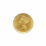 Early Gold Bullion $1 Liberty Gold type 3 Extra Fine to AU