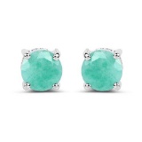 1.50 Carat Genuine Emerald .925 Sterling Silver Earrings