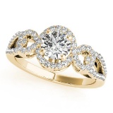 CERTIFIED 18K YELLOW GOLD 1.34 CT G-H/VS-SI1 DIAMOND HALO ENGAGEMENT RING