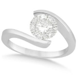 Tension Set Solitaire Diamond Engagement Ring 14k White Gold 1.00ct