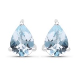 1.64 Carat Genuine Blue Topaz .925 Sterling Silver Earrings