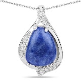 2.39 Carat Genuine Blue Aventurine and White Topaz .925 Sterling Silver Pendant