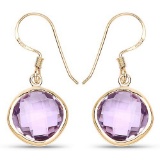 14K Yellow Gold Plated 11.86 Carat Genuine Amethyst .925 Sterling Silver Earrings