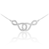 14k White Gold Double Infinity Necklace with Diamonds