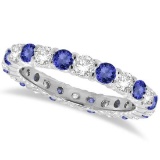 Tanzanite and Diamond Eternity Ring Band 14k White Gold (1.07ct)