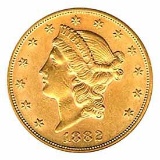 Early Gold Bullion $20 Liberty Almost Uncirculated