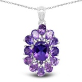 7.24 Carat Genuine Amethyst .925 Sterling Silver Pendant